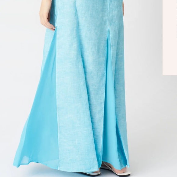 NWT $538 120% Lino Italy design Blue Harbor Sleeveless Maxi Dress Size 40 Bow - Picture 12 of 14